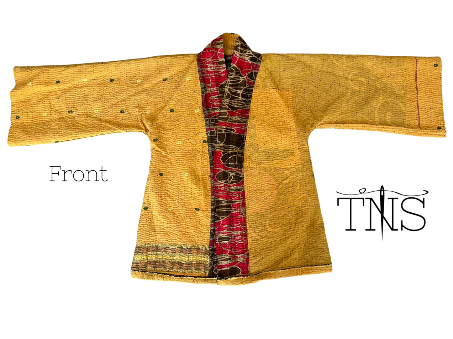 Premium Reversible Green Swirl Kimono Kantha