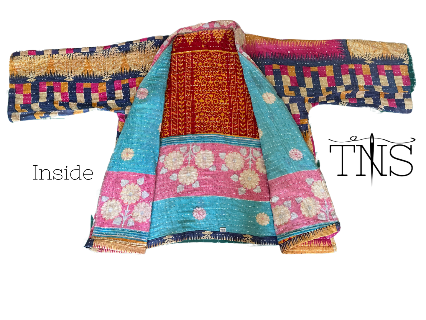 Pink & Blue Tree Kantha Kimono