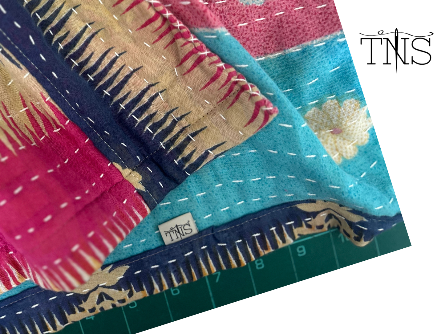 Pink & Blue Tree Kantha Kimono