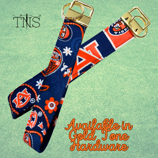 Auburn 6" Wristlet Keychain in Blue Paisley