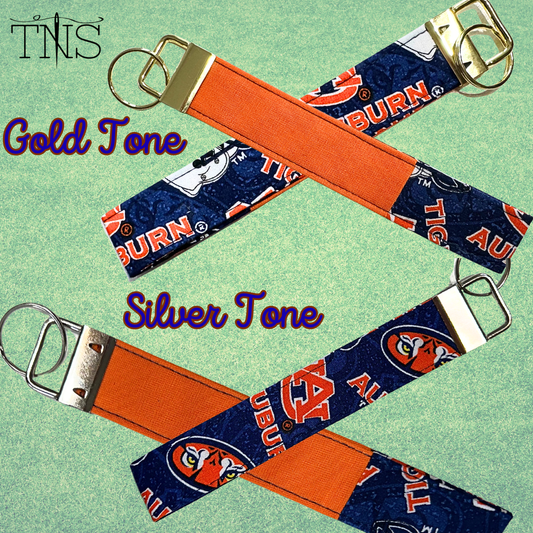 Auburn 6" Wristlet Keychain in Blue & Orange