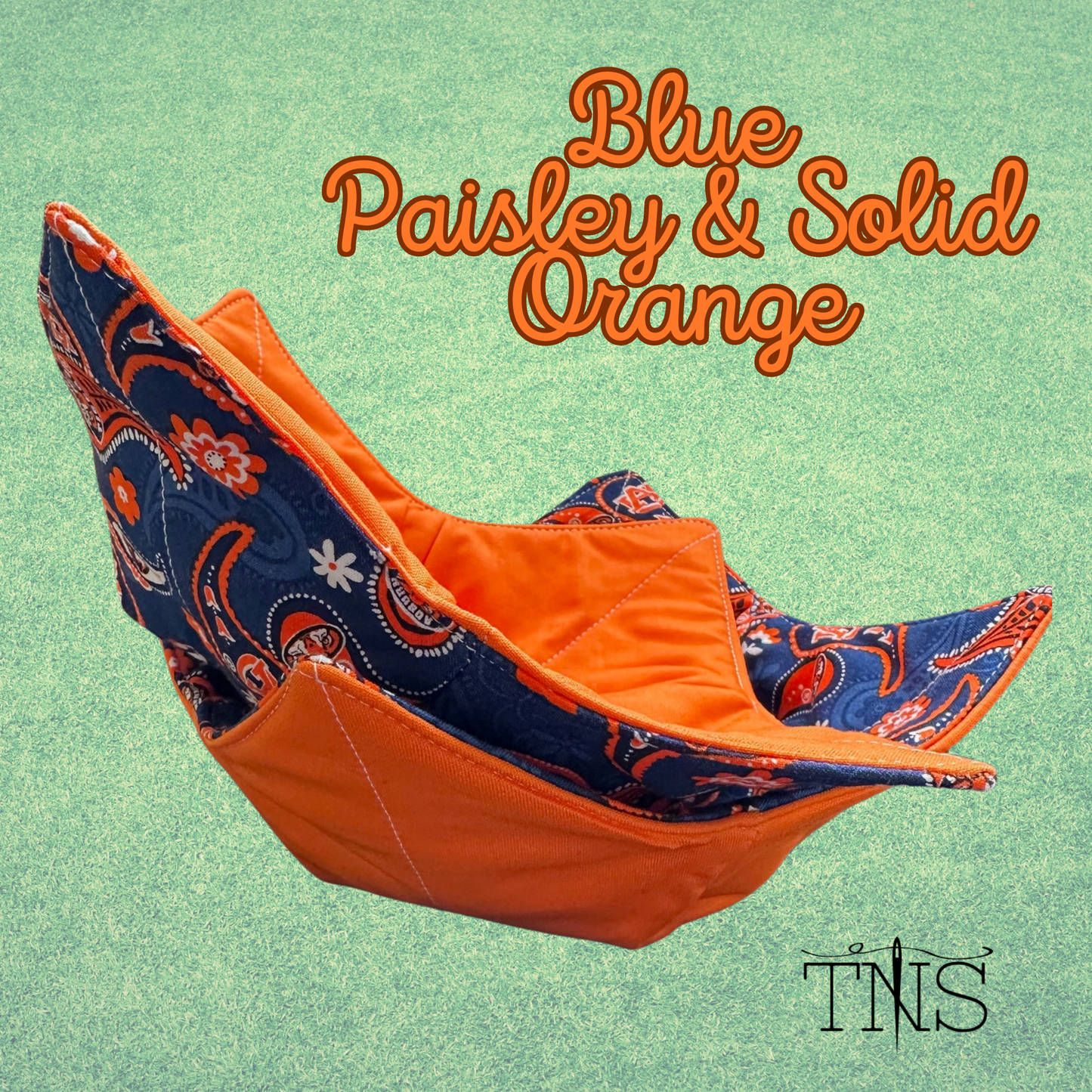 Auburn War Eagle Bowl Cozies: Blue Paisley & Solid Orange