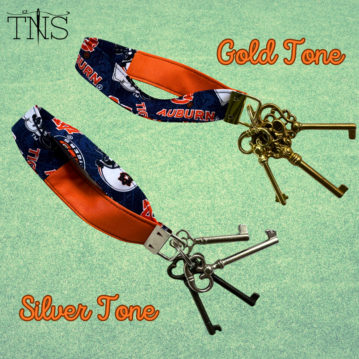 Auburn 6" Wristlet Keychain in Blue & Orange