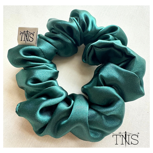 Emerald Satin Medium Scrunchie - TNS Jewel Collection