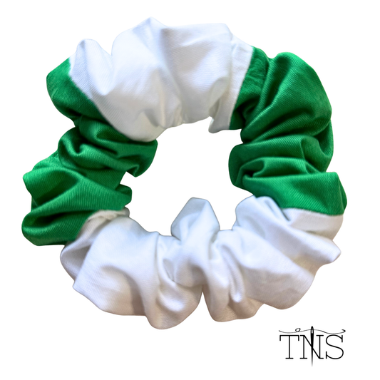 Green & White Medium Scrunchie