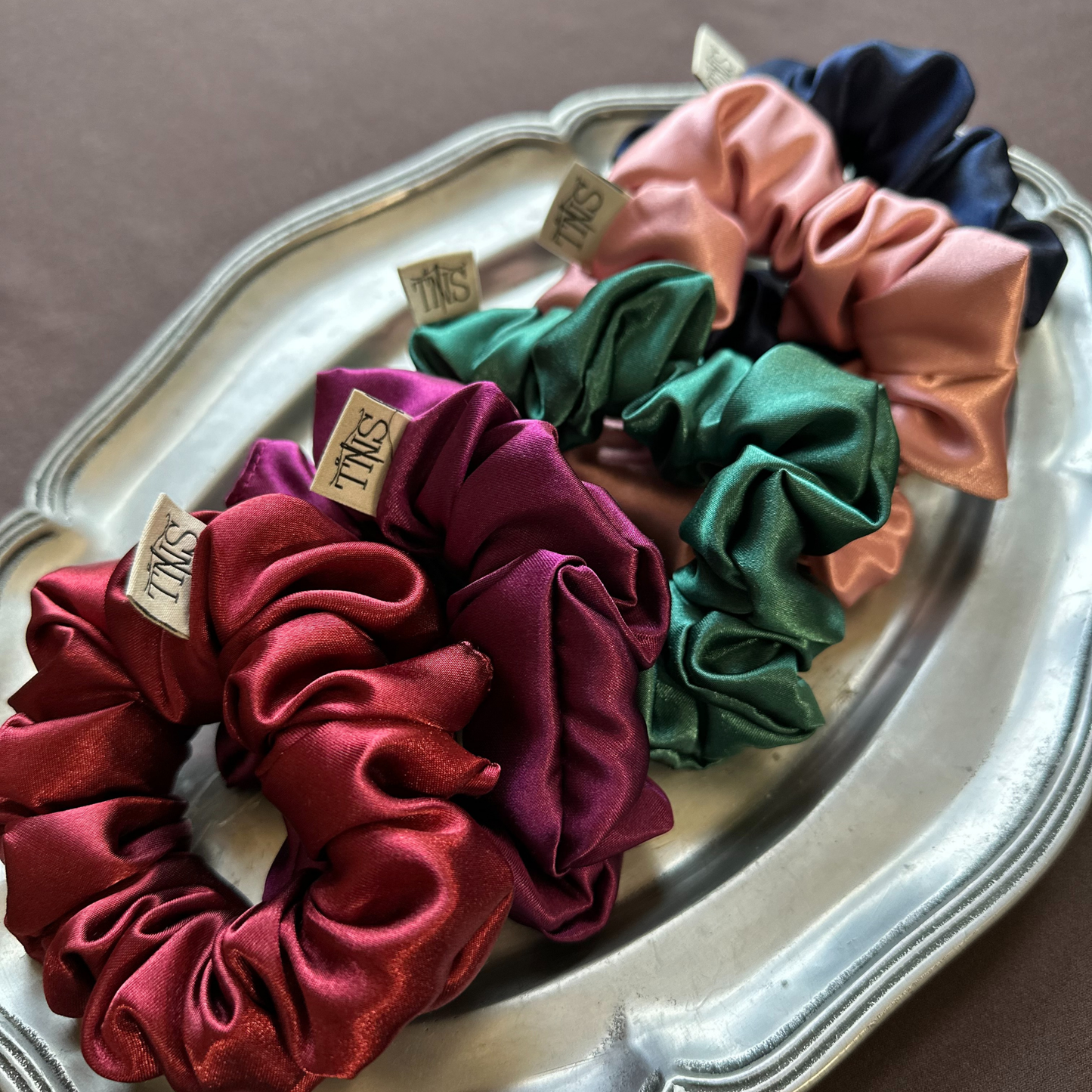 Amethyst Satin Medium Scrunchie - TNS Jewel Collection