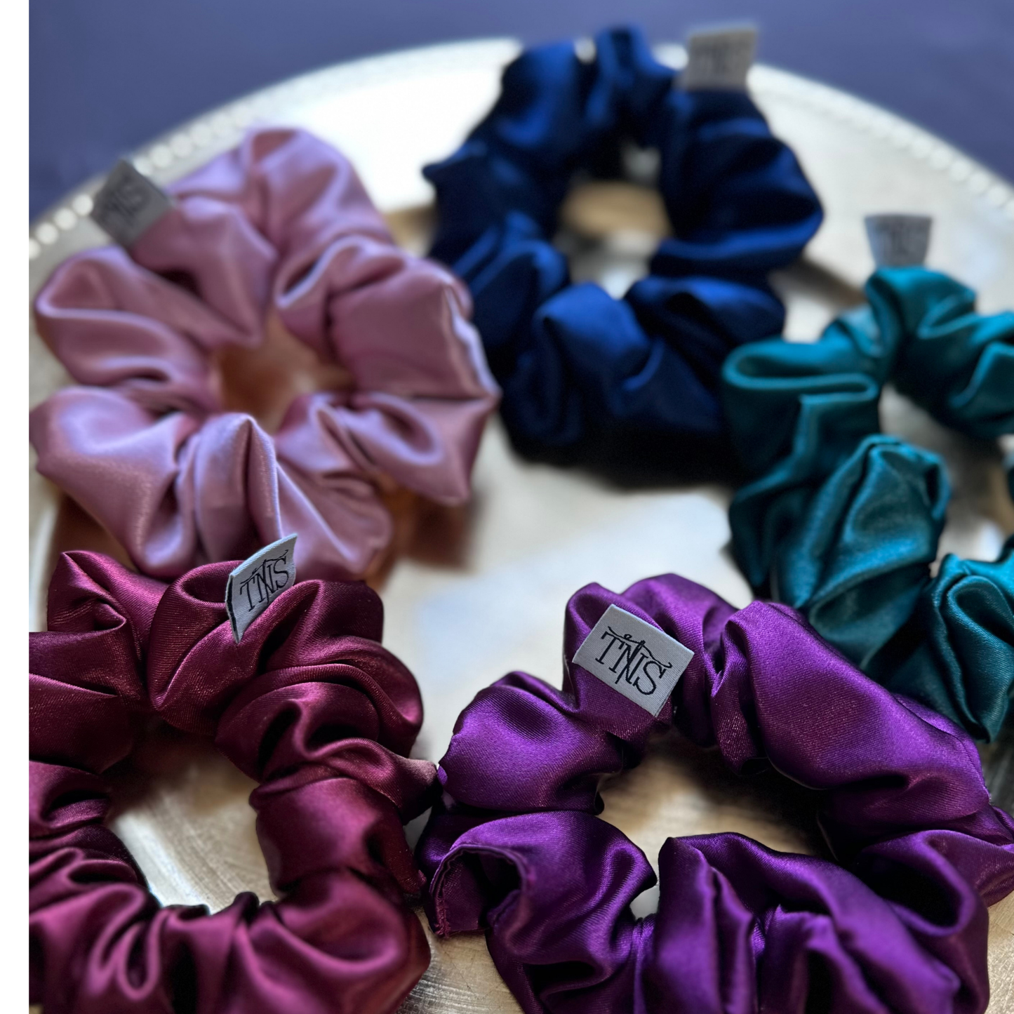 Amethyst Satin Medium Scrunchie - TNS Jewel Collection