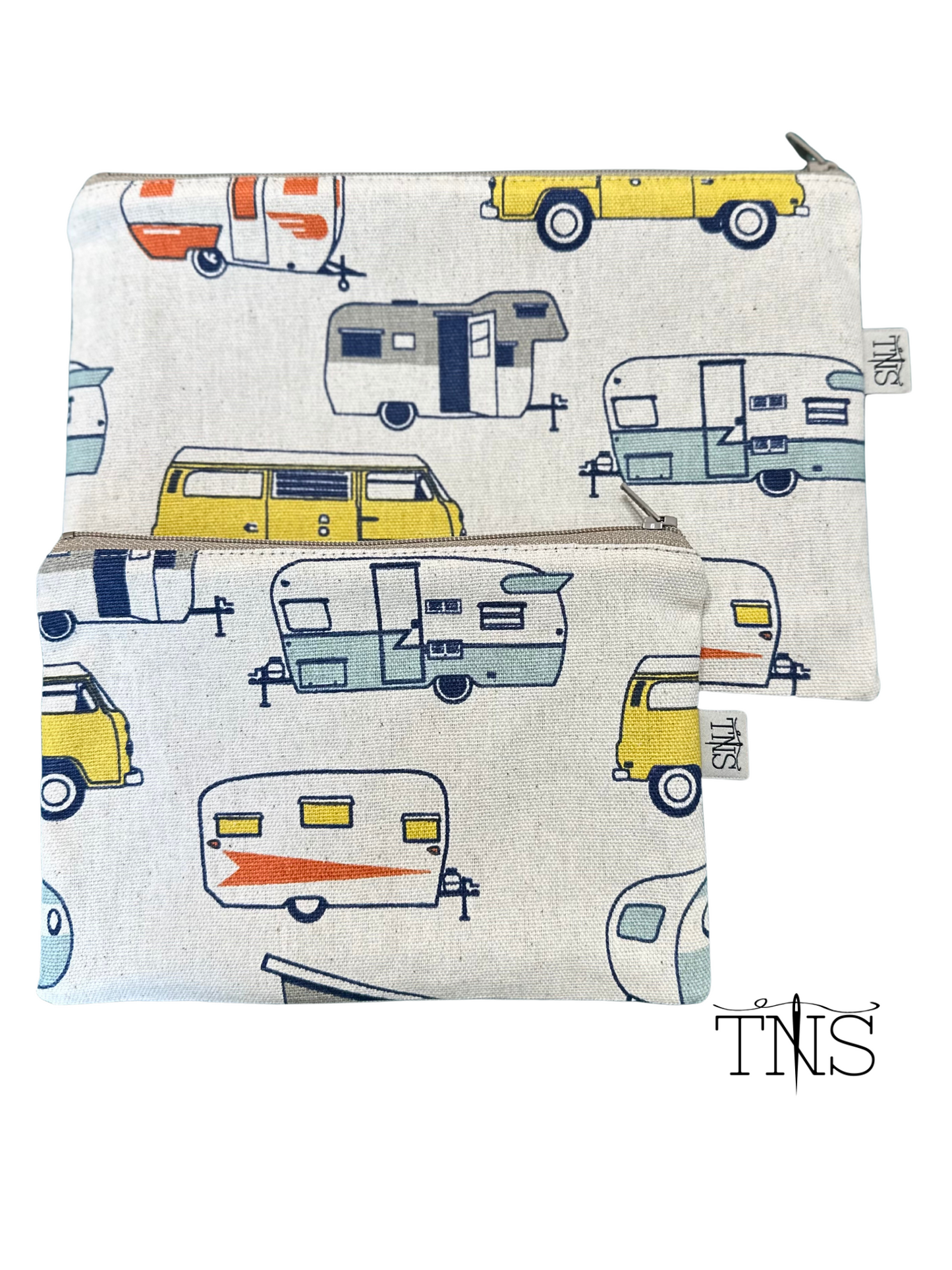 Glamping Slimline Zipper Pouch Bag - Cotton Canvas