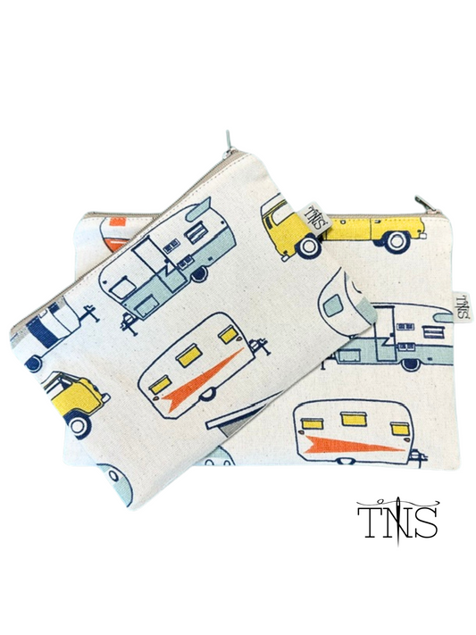Glamping Slimline Zipper Pouch Bag - Cotton Canvas
