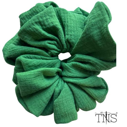 Green Double Gauze Jumbo Scrunchie
