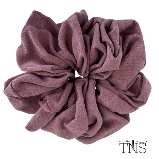 Mauve Linen Blend Jumbo Scrunchie