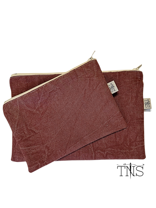 Slimline Zipper Pouch Bag - Rust Washed Canvas