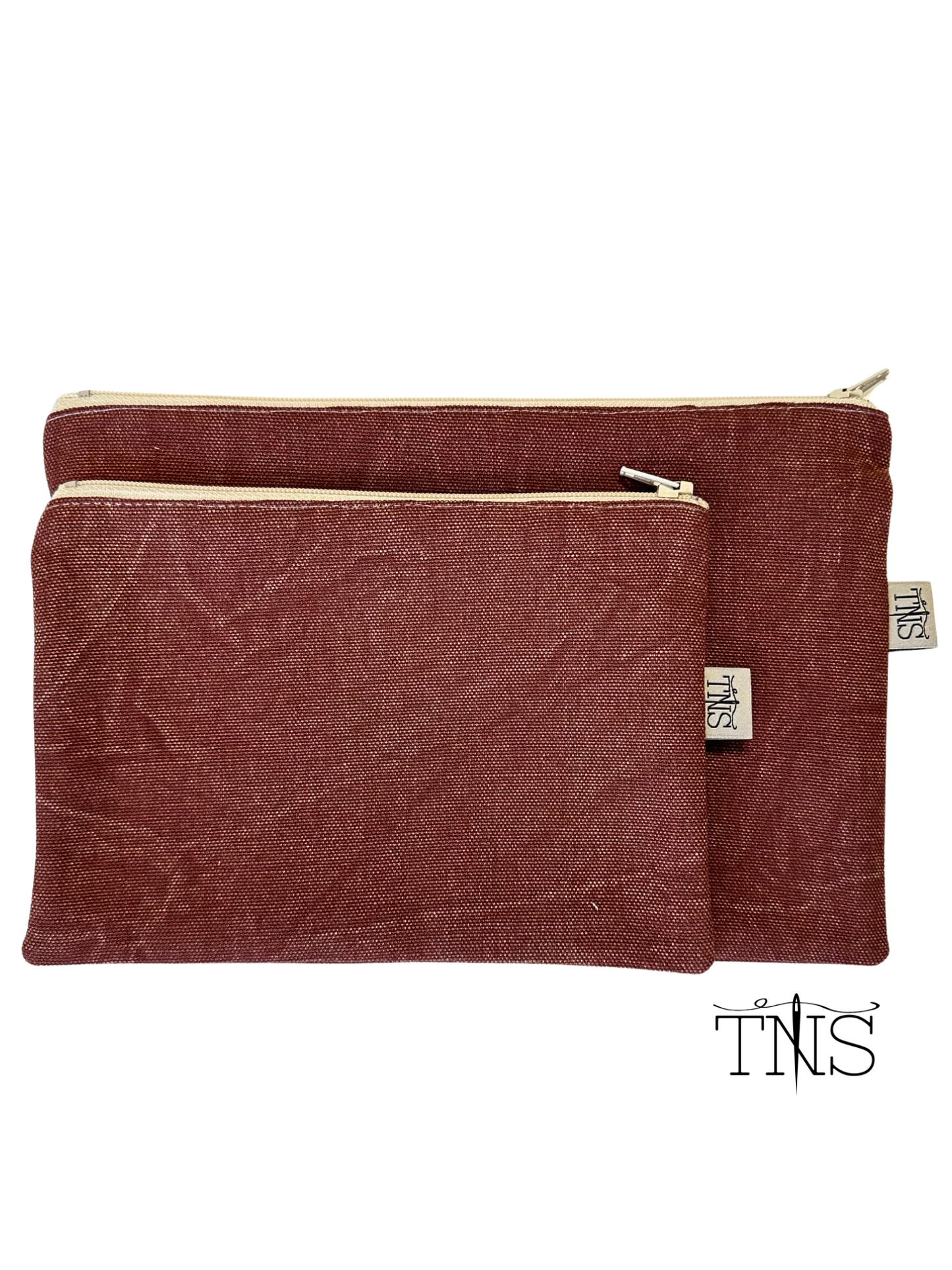 Slimline Zipper Pouch Bag - Rust Washed Canvas