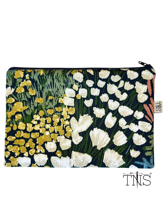 Slimline Zipper Pouch Bag - Deep Floral Canvas