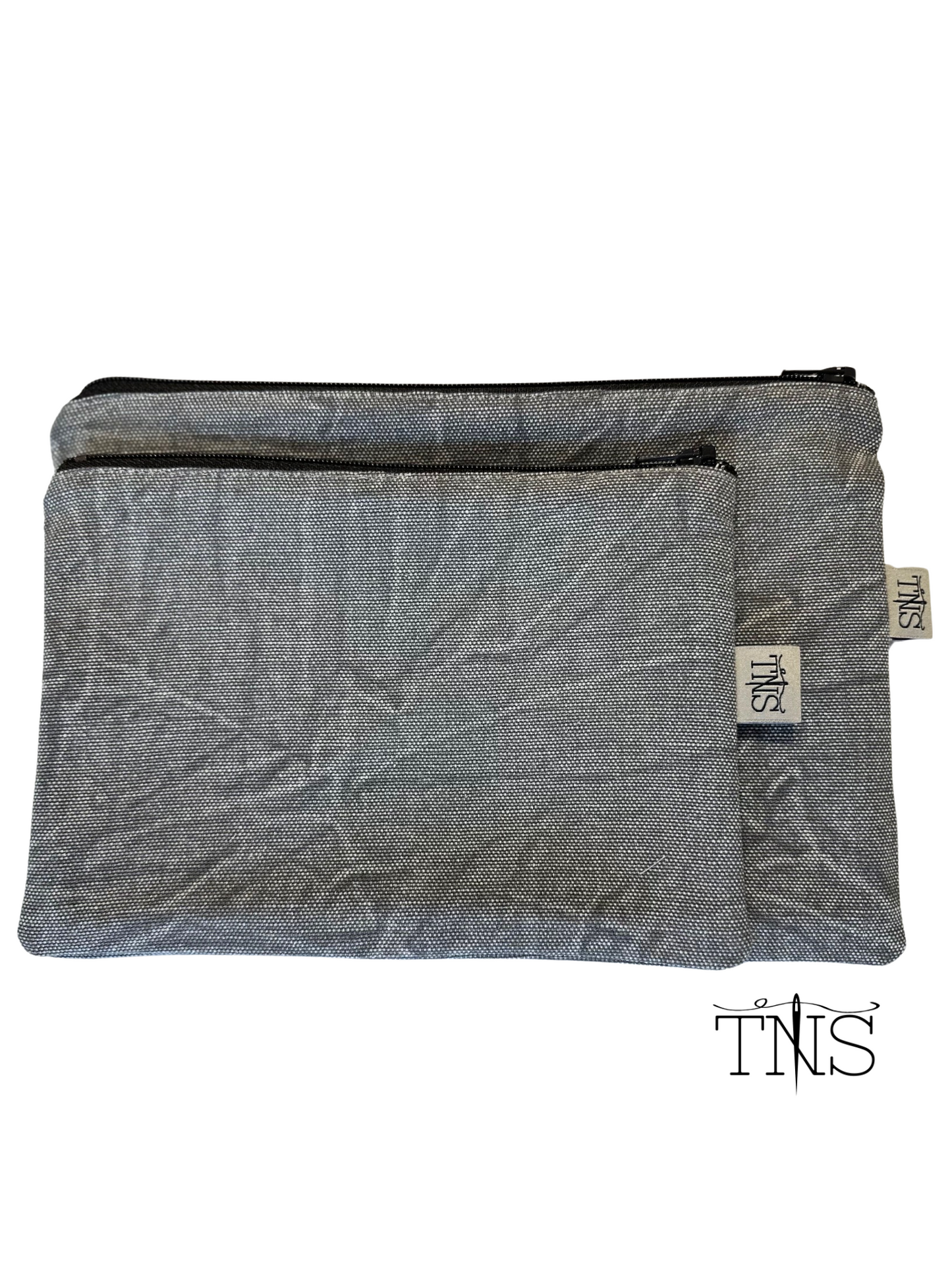 Slimline Zipper Pouch Bag - Gray Washed Canvas