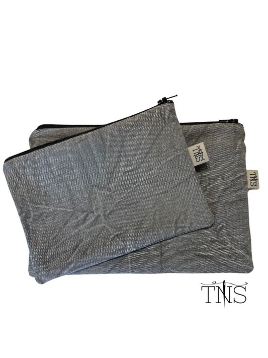Slimline Zipper Pouch Bag - Gray Washed Canvas