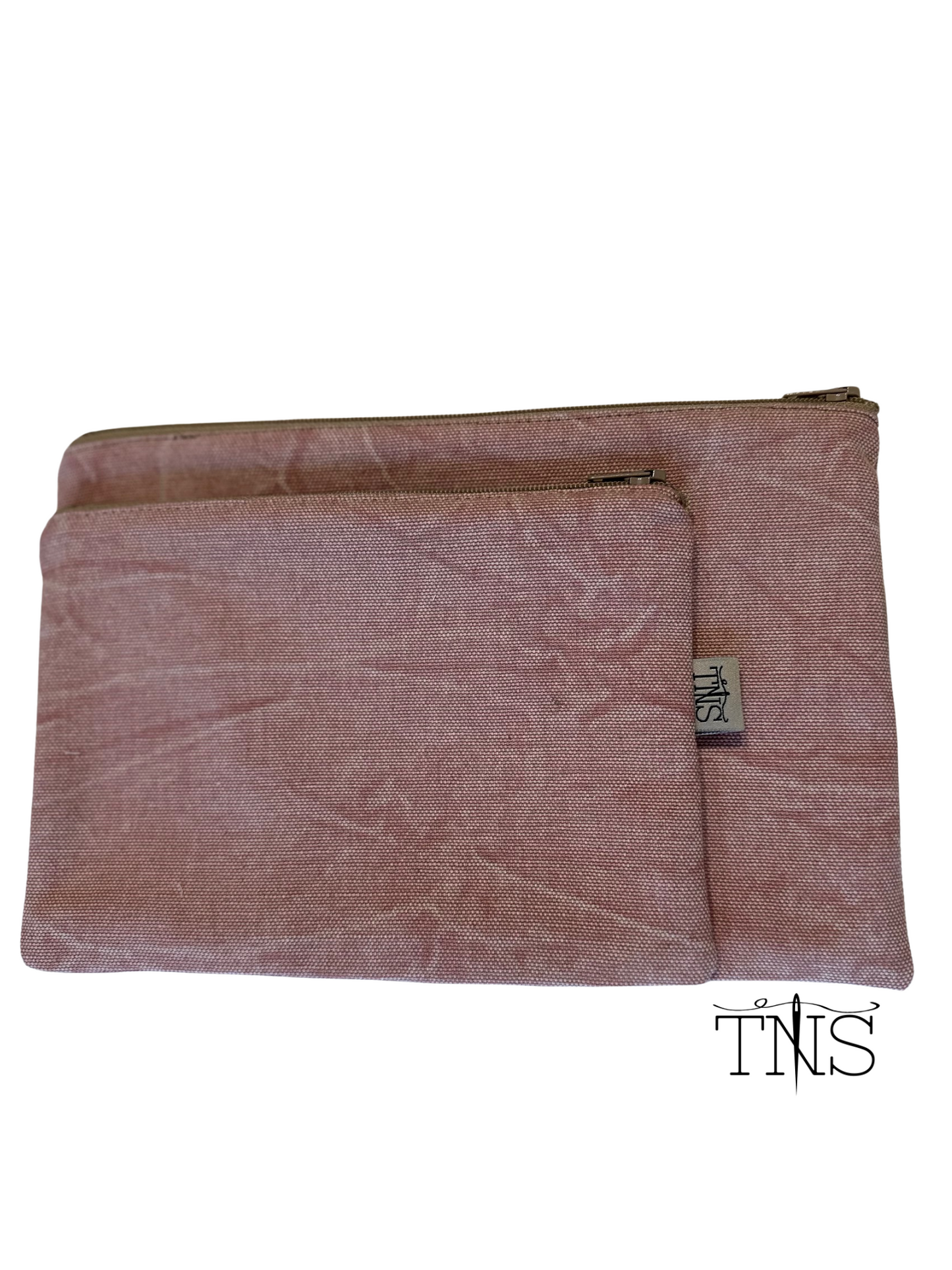 Slimline Zipper Pouch Bag - Pink Washed Canvas