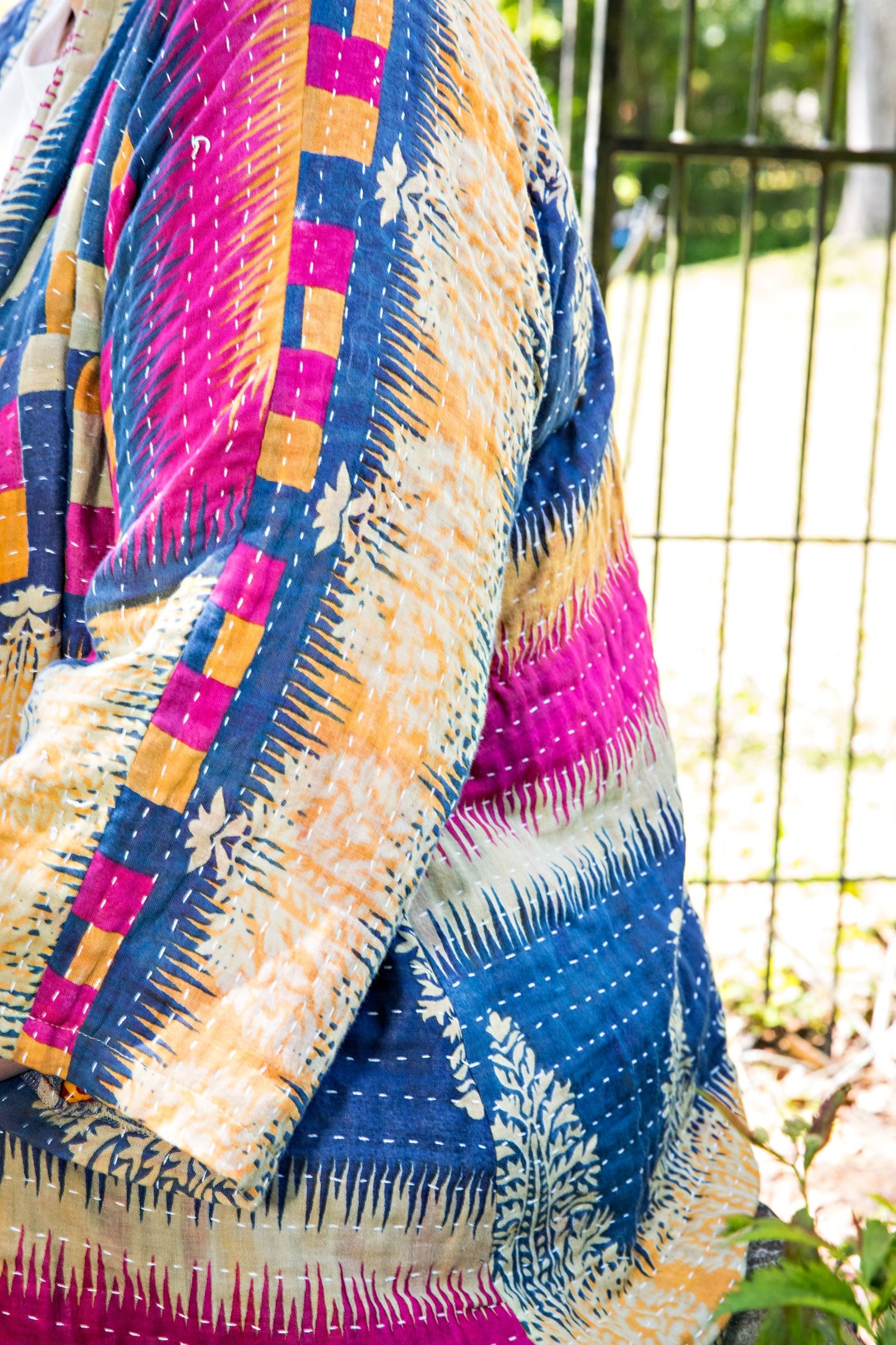 Pink & Blue Tree Kantha Kimono
