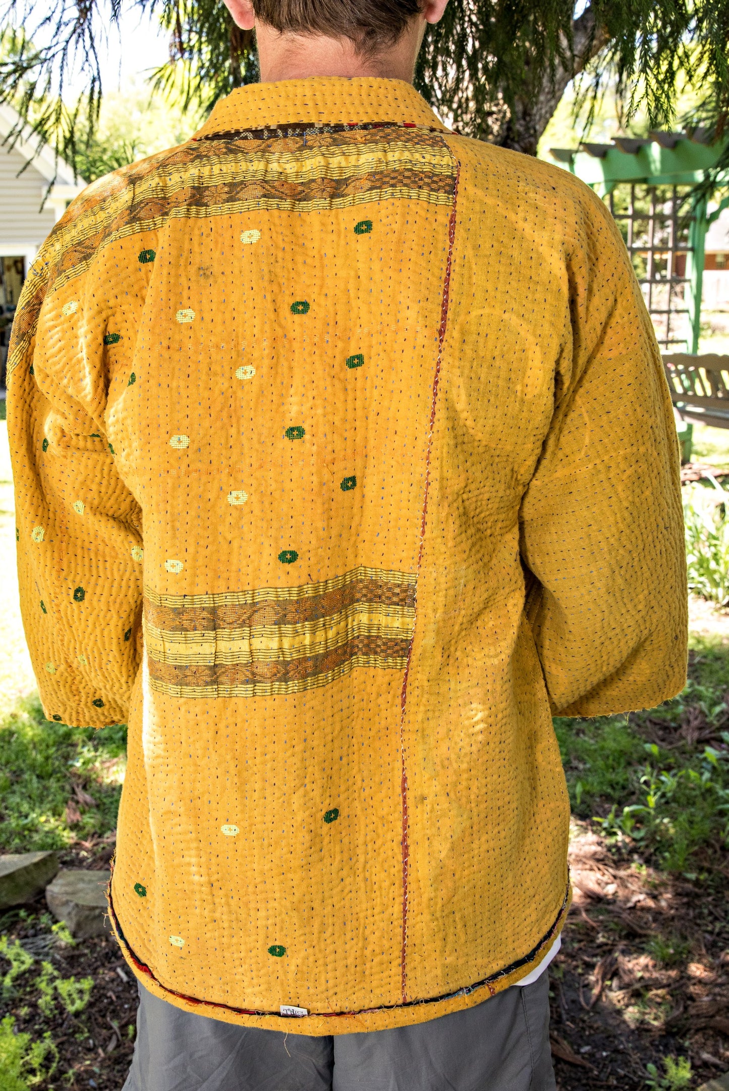 Premium Reversible Green Swirl Kimono Kantha