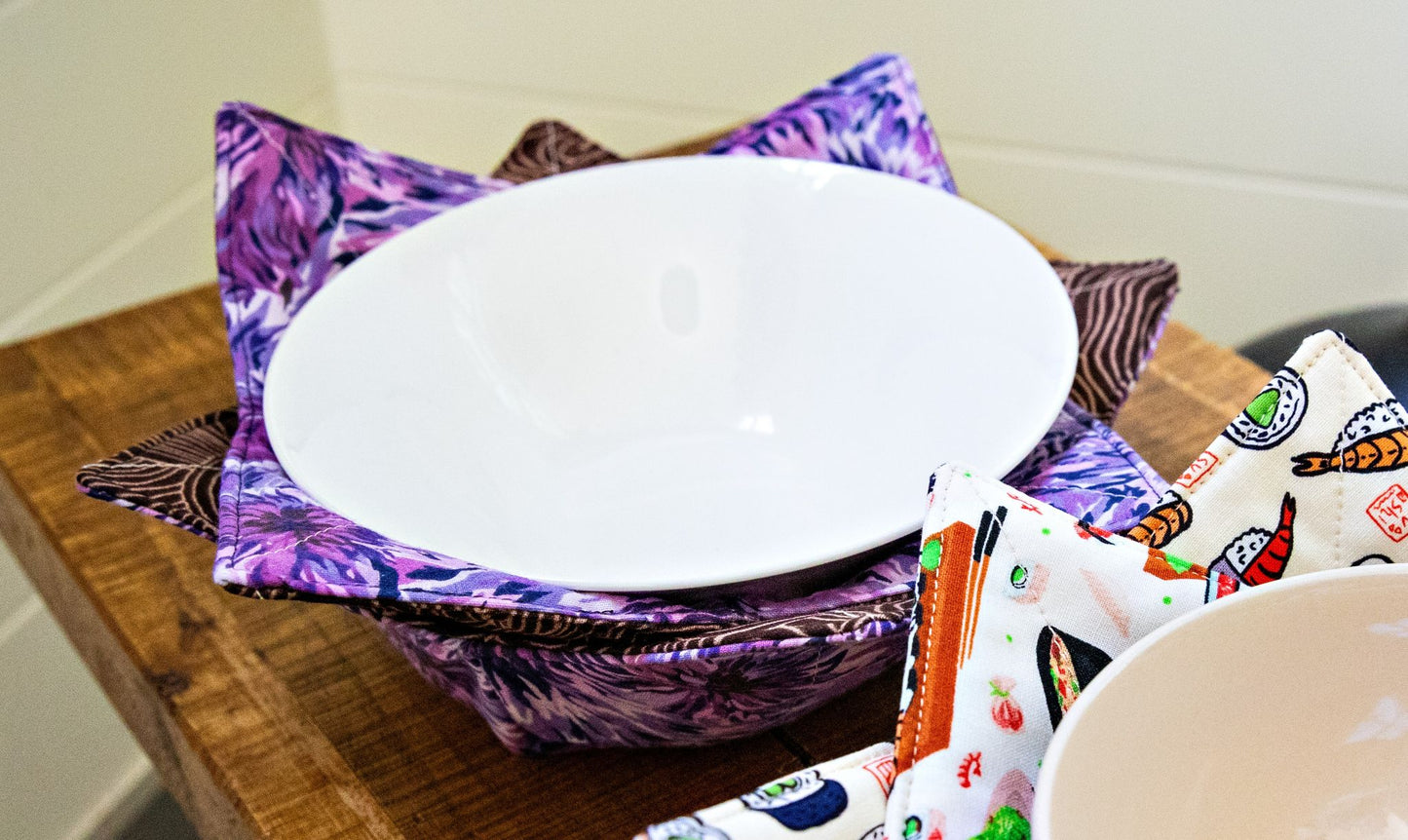 Purple & Brown Bowl Cozy