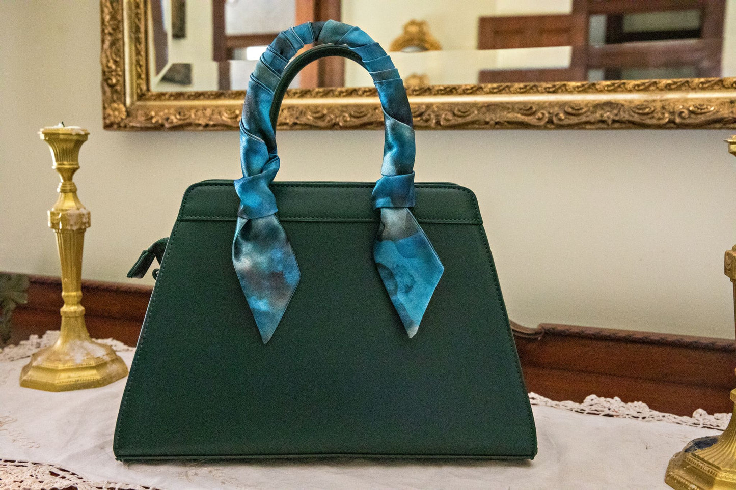 Purse Scarf Blue Charmeuse (Synthetic)