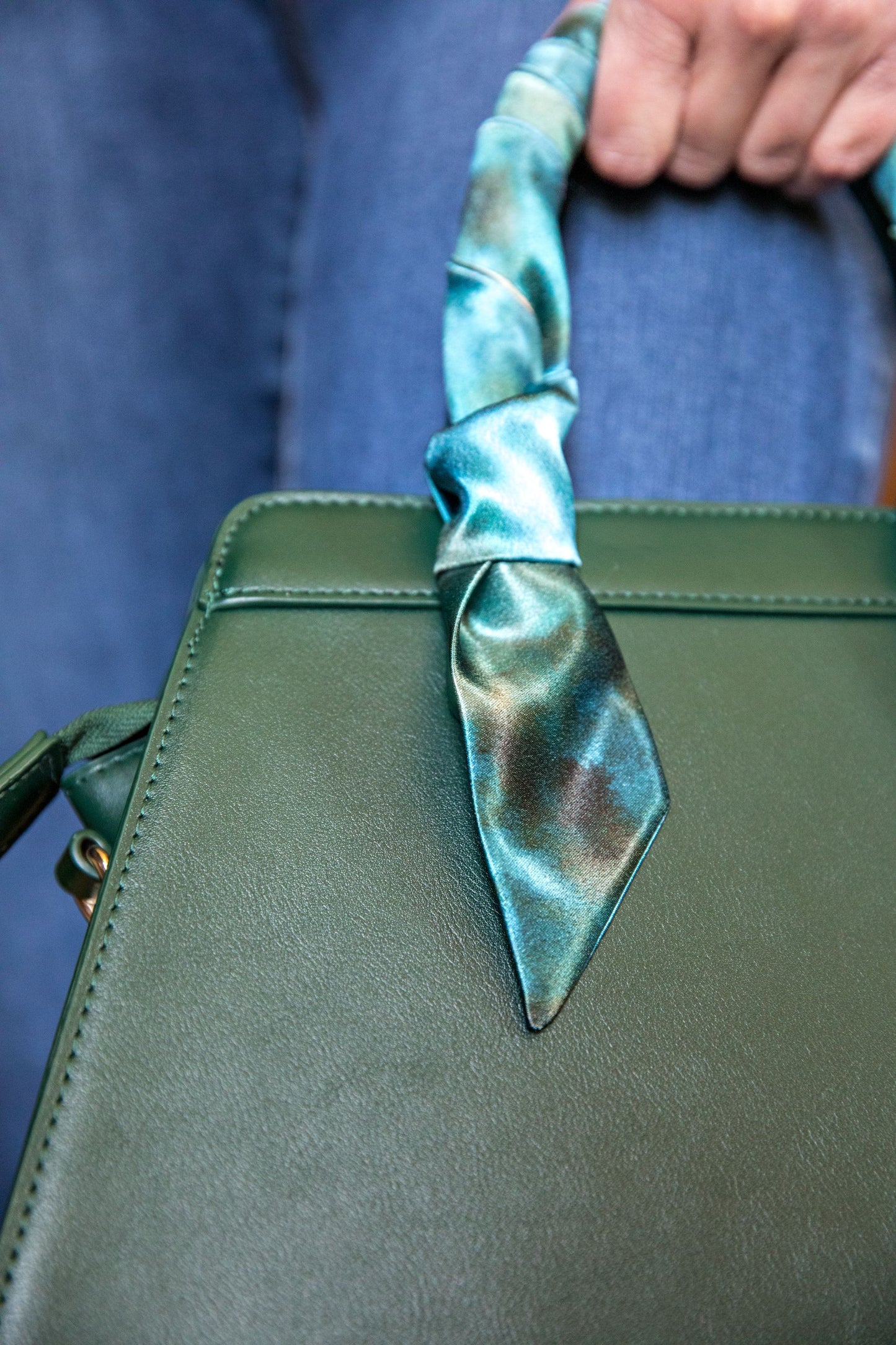 Purse Scarf Blue Charmeuse (Synthetic)