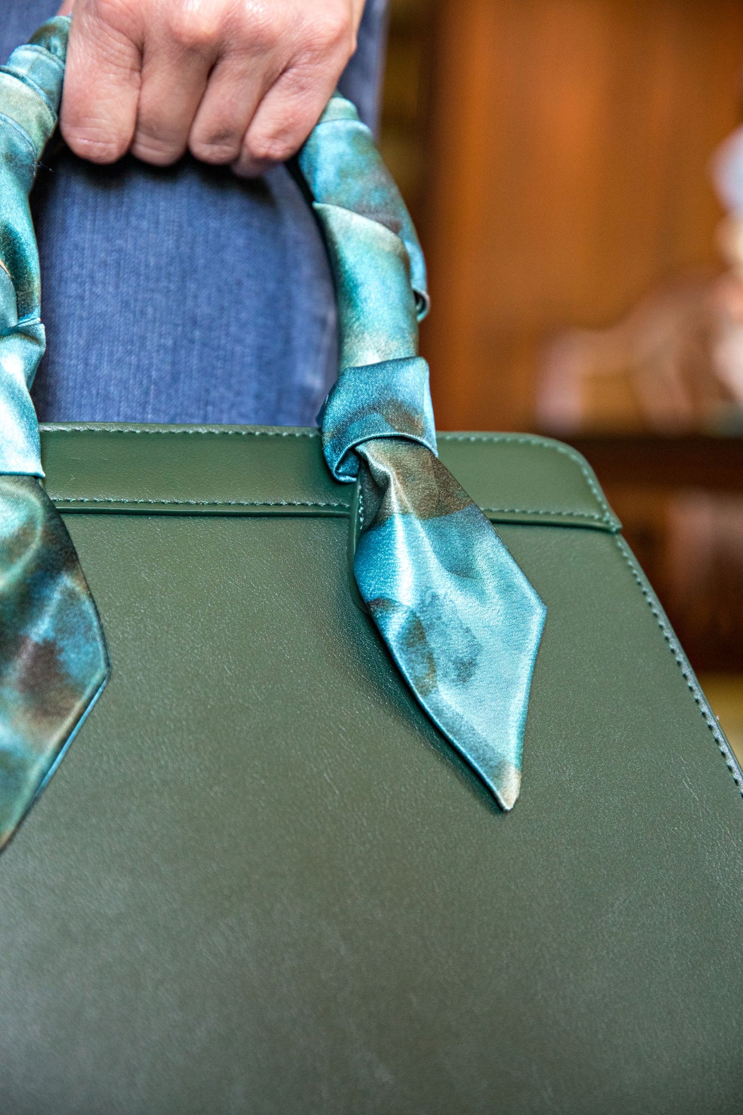 Purse Scarf Blue Charmeuse (Synthetic)