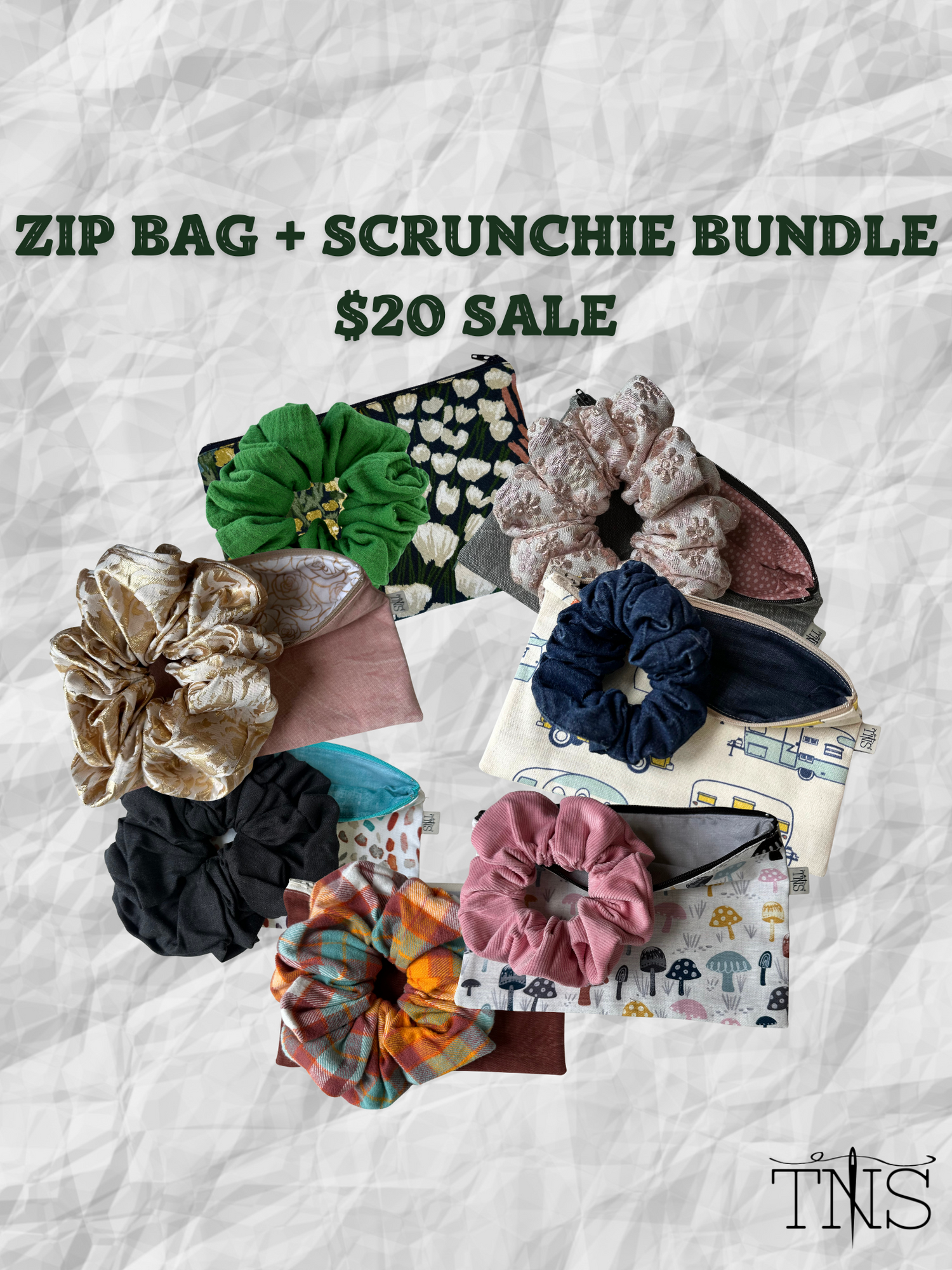 Zip Bag & Scrunchie Set