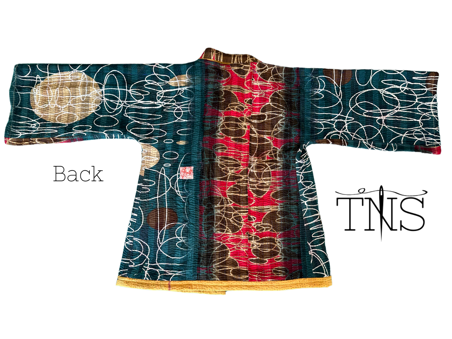 Premium Reversible Green Swirl Kimono Kantha