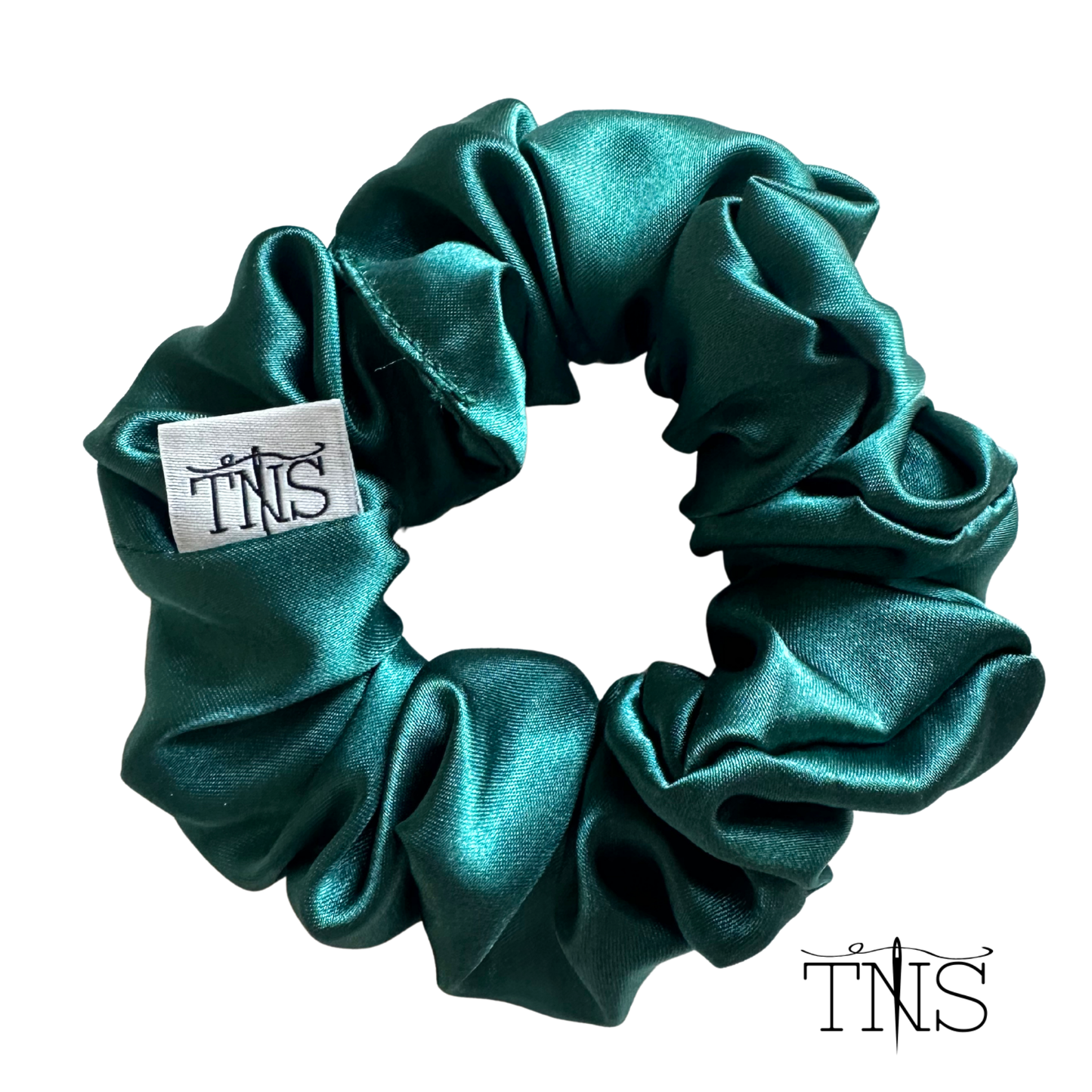 Emerald Satin Medium Scrunchie - TNS Jewel Collection