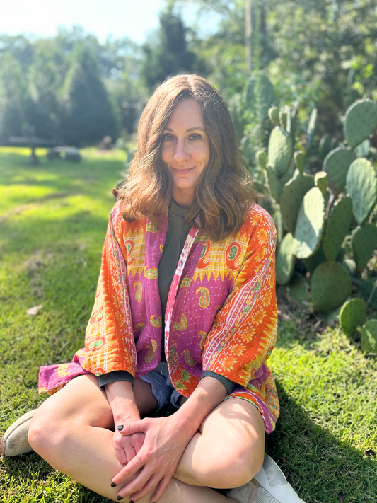 Fuchsia & Purple Kantha Kimono