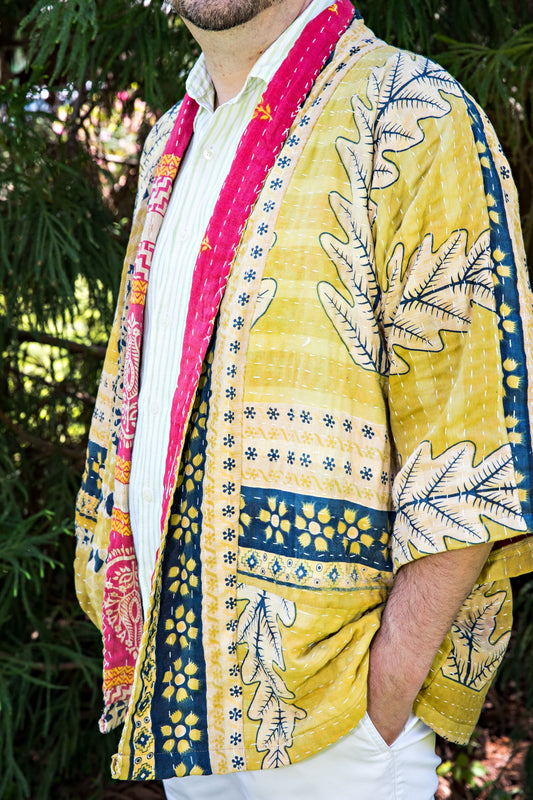 Gold Leaf Kantha Kimono
